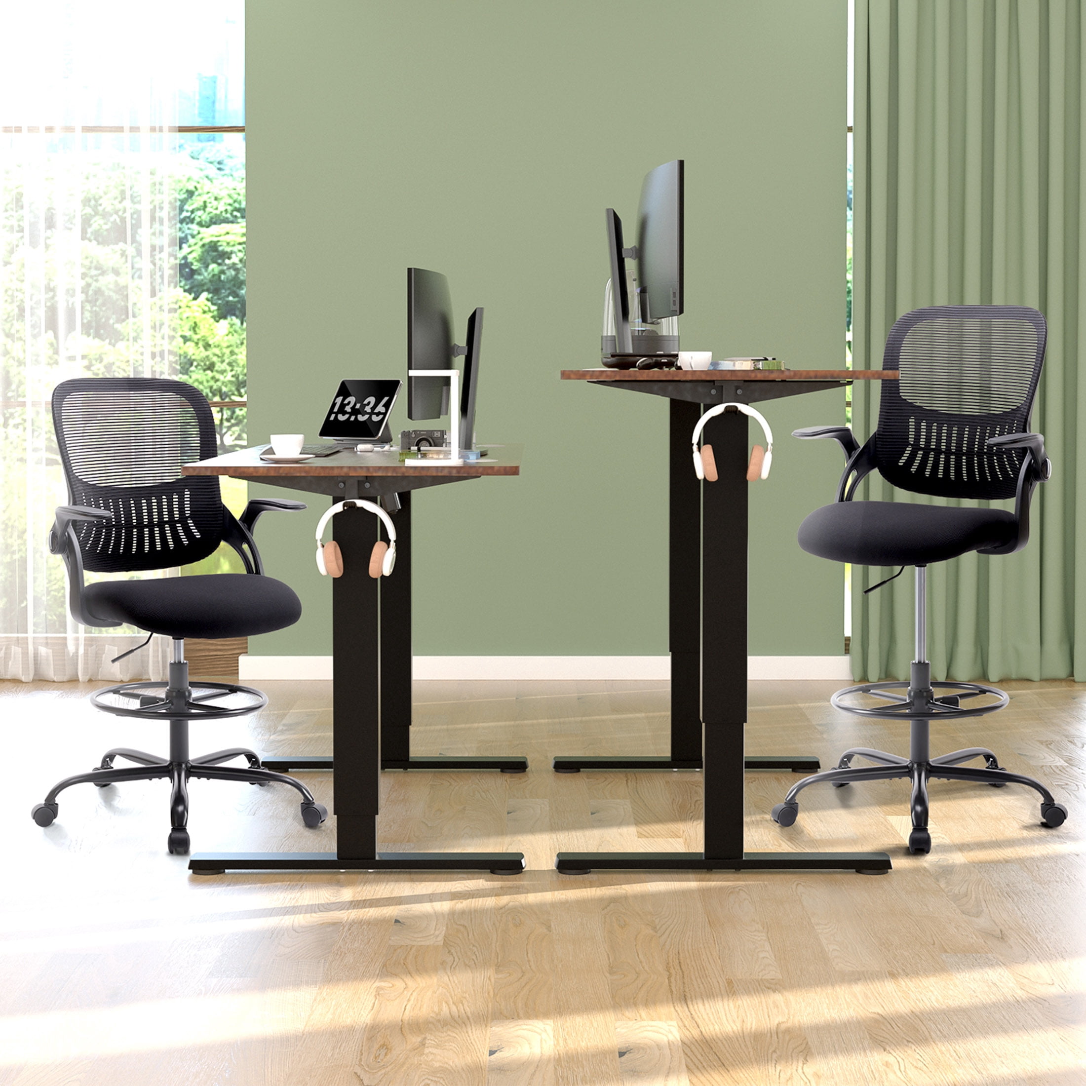 JOINSUN Home Office Desk Chair, Ergonomic Mid Back with Adjustable Height, Lumbar Support, Black