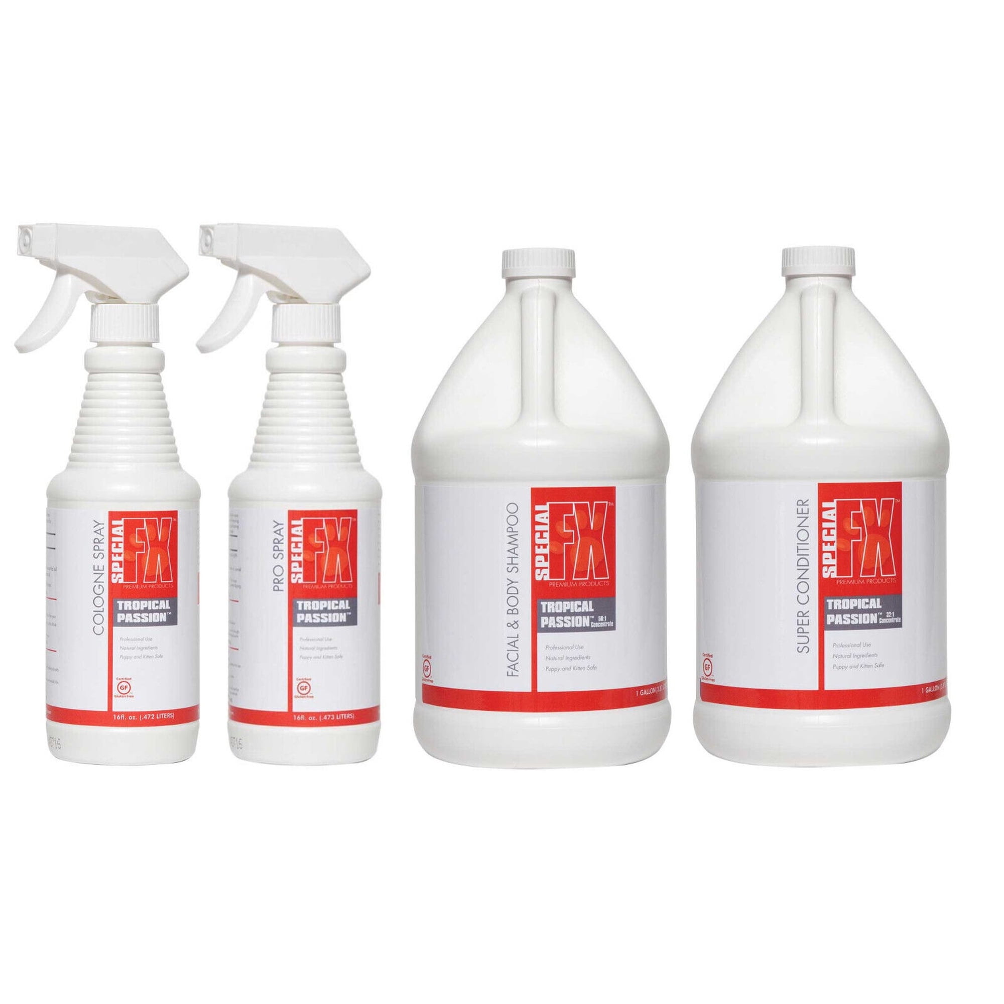 Professional Dog Cat Equine Shampoo Conditioner Cologne Grooming Bundles Save! (Red - Tropical Passion)