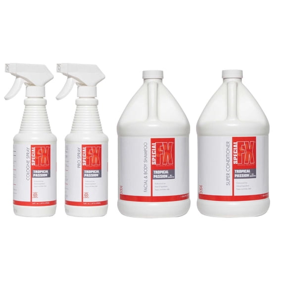 Professional Dog Cat Equine Shampoo Conditioner Cologne Grooming Bundles Save! (Red - Tropical Passion)