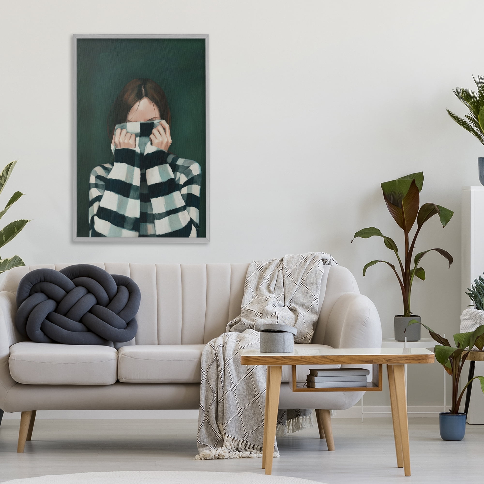 Stupell Industries Warmed Striped Sweater Portrait Gray Framed Giclee Art, design by Ros Ruseva