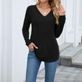 thumbnail image 6 of Women's Tops Plus Size 2X Solid Color Blouses Long Sleeved V-Neck Pullover Casual Fashion Top, 6 of 8