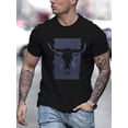 thumbnail image 1 of [Wild West Graphic Tee] Summer Perfect, Men's Wild West Western Bull Skull Graphic Tee - Breathable Cotton, Casual Crew Neck, Short Sleeve, Casual Sporty Tee, Comfy Tee, 1 of 6