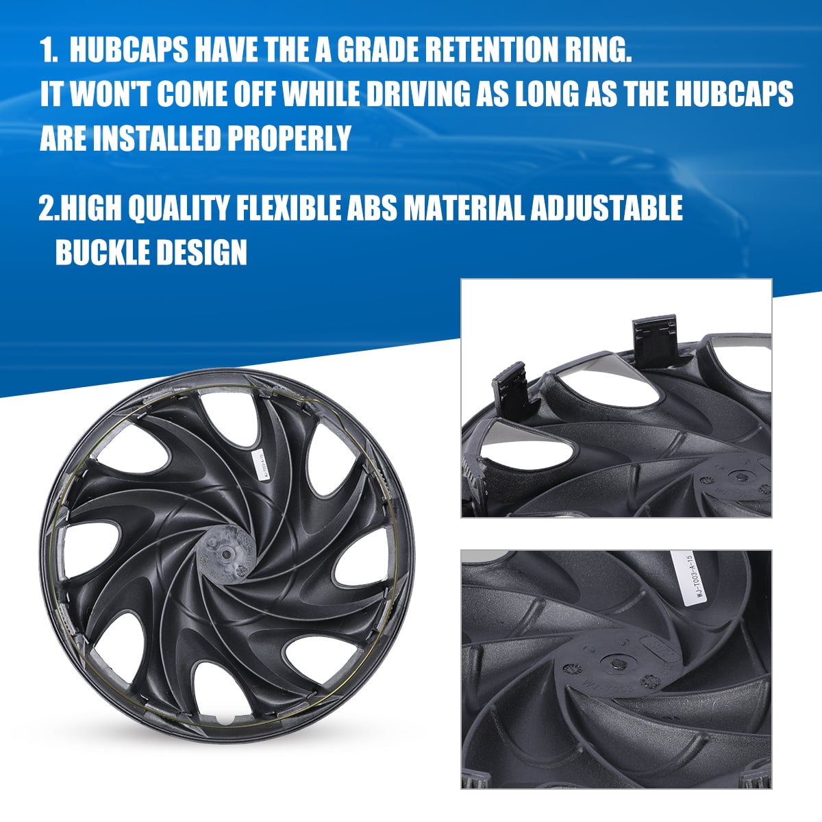(4 pack) Hubcap Wheel Cover Replacement 15" Hub Caps Universal Wheel Rim Cover ABS Material Exterior Accessories Snap On Car Truck SUV -15-Inch, Silver