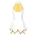 thumbnail image 4 of Kaerm Robe de Danse Lyrique pour Femmes, Col Licou, Sans Manches, Robes de Patinage Artistique, Blanc G, 4 of 7