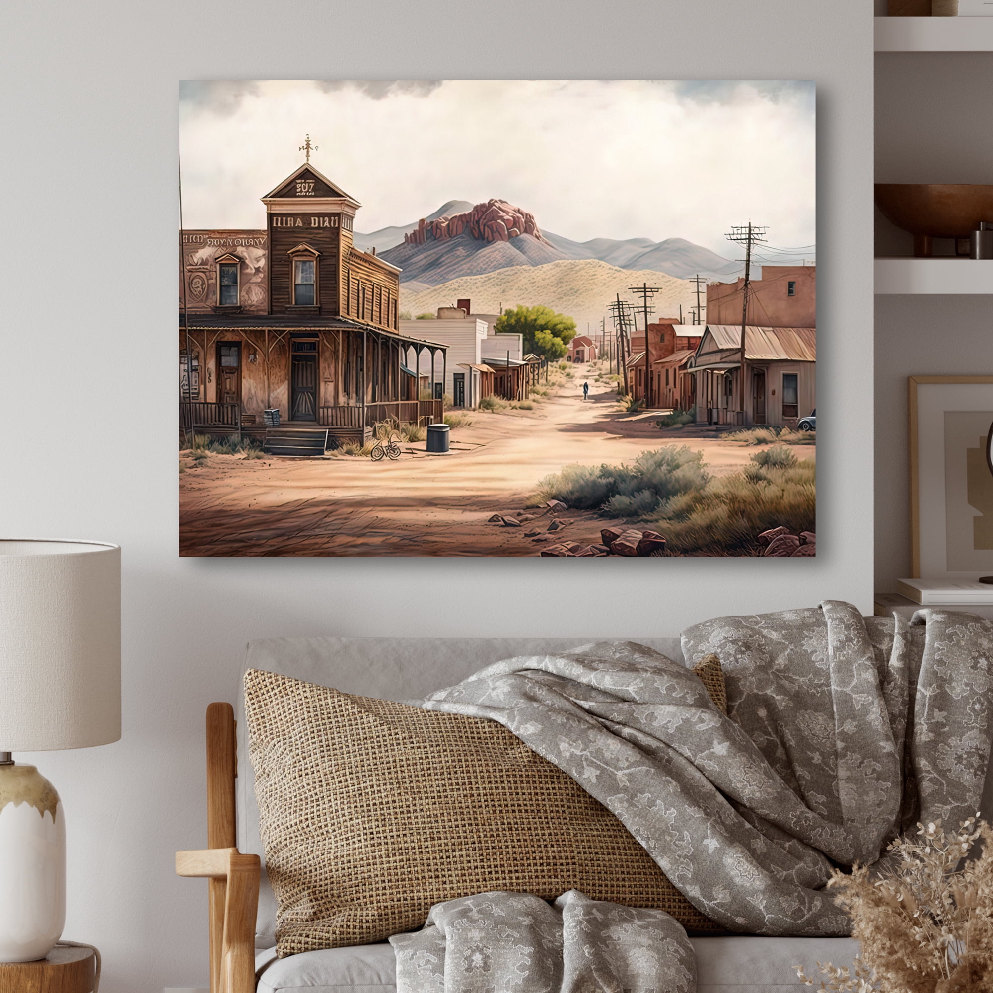 Designart Small Town Wild West III Canvas Wall Art