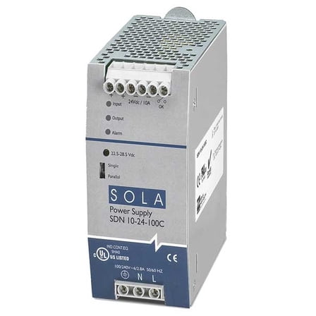 Solahd DC Power Supply, 85/264V AC, 24V DC, 240 W, 10 A, DIN Rail SDN1024100C