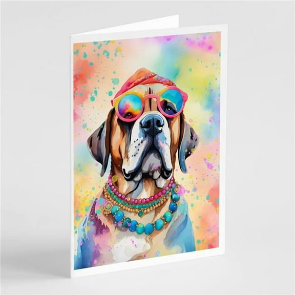 Mastiff Hippie Dawg Greeting Cards Pack of 8 7 in x 5 in