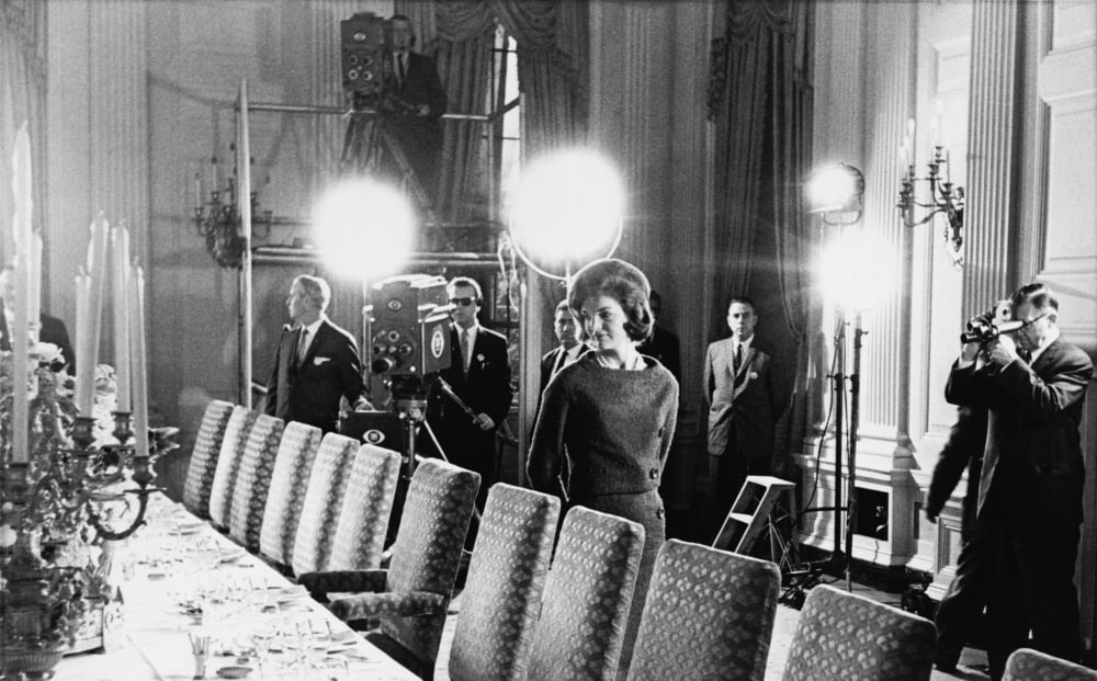 Jacqueline Kennedy And Television Crew In The State Dining Room Of The ...