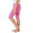 thumbnail image 2 of SROBPTY Teen Girls Summer Shorts Solid Elastic Waist Knee Length Pants for Everyday Wear, 2 of 4