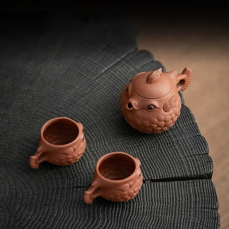 

Blasgw Exquisite Pufferfish-Themed Purple Sand Teapot and Cup Set Handcrafted with Traditional Techniques for an Elegant Tea Ceremony Experience. C