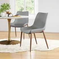 Magnus Dining Chair Slate Gray & Walnut Dining Chair, Modern Style, Plush and durable faux leather fabric, Plywood, Indoor Dining