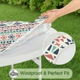 thumbnail image 5 of Elastic Edge Boho Tablecloth for 45-52” Round Table, Waterproof Oxford Fabric Cover for Balcony, Kitchen, Backyard, or Seasonal Meals, 5 of 7