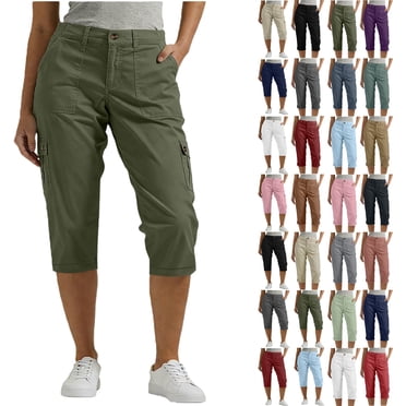 sovlvnd Fashion Plus Size Capris for Women Womens Casual Color Elastic Loose Pants Straight Wide Leg Trousers With Pocket Cropped Pants for Women