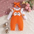 thumbnail image 2 of 6-9 Months Infant Girl Outfit Preemie Newborn Baby Girl Clothes Infant Romper Onepiece Fall Winter Outfits Gifts for Girls 3 6 9 12 18 Months Cute Romper Set,Orange, 2 of 6