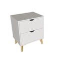 thumbnail image 2 of Falkk Furniture - Modern 2-Drawer Nightstand - White, 2 of 5