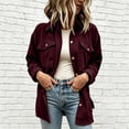 thumbnail image 6 of Mifsaly Womens Waffle Knit Shacket Lapel Collar Button Down Long Sleeve Shirt Jacket Relaxed Fit Work Office Daily Casual Fall Outerwear Wine,L, 6 of 7