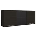 thumbnail image 2 of FM FURNITURE Yuma Wall Cabinet with Four Doors Black Engineered Wood, 2 of 6