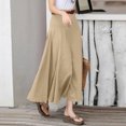 thumbnail image 6 of Joernso Women Maxi Skirt High Waist Irregular Large Hem Long Skirt Solid Color A-Line Loose Fit Skirt Streetwear, 6 of 7