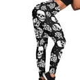 thumbnail image 5 of Jeiento Gothic Skull Women's High Waisted Yoga Pants Stretch Leggings Rose Soft Tummy Control Workout Running Gym Yoga Pants for Teen Girls, Black, Size XS, 5 of 8