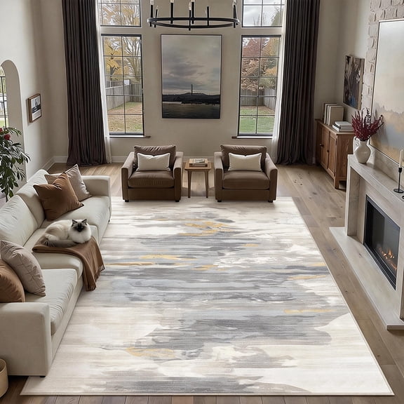 Portia-style 8x10 Indoor Outdoor Area Rug - Easy Cleaning, Non-Shedding for Living Room, Bedroom, Deck, Patio