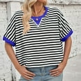 thumbnail image 4 of Ediodpoh Women's Casual Striped Batwing Sleeve T Shirt Soft Round Neck Summer Top for Home Outdoor Wear with Jeans Tshirts Shirts for Women Black S, 4 of 9