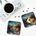 thumbnail image 5 of Pofeuu White And Red Sketch Dragon Print Leather Coasters Set of 6, Round Cups Mugs Mat Pad for Home Kitchen Heat Resistant Drink Coasters,Square, 5 of 7