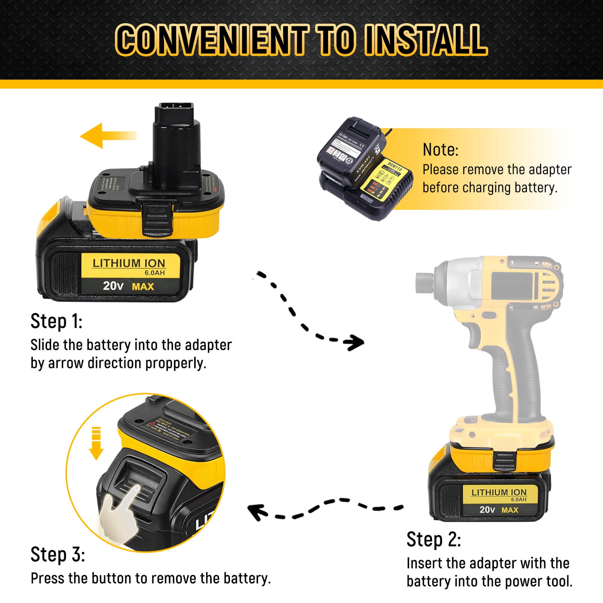 20V Battery Adapter for Dewalt 18V Tools Compatible with 20V MAX XR Lithium Battery DCB200 DCB201