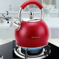thumbnail image 2 of HausRoland Stainless Steel Whistling Kettle with Ergonomic Nylon Handle 3.2 Qt (3 L) Tea Kettle for Stove Top, Red, 2 of 3