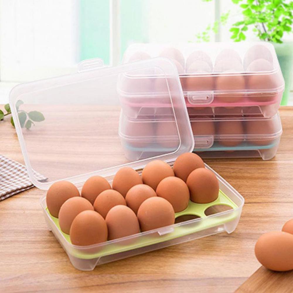 Covered Egg Holders for Refrigerator,Clear 15 Deviled Egg Tray Storage Box Dispenser,Stackable Plastic Egg Cartons,Egg Holder Countertop(15 Eggs) - image 2 of 7