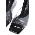 thumbnail image 4 of Cape Robbin Edna Clear Chunky Block High Square Open Toe Heels Sandals Mule (BLACK, 7.5), 4 of 5