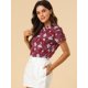 thumbnail image 4 of Blusa floral de Gasa Allegra K con Ojo de Cerradura en la Espalda de manga Corta con volantes rojo S, 4 of 6