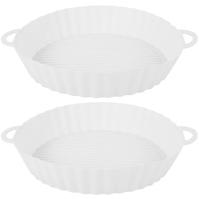 2Pcs Air Friteuse Silicone Pot Réutilisable Air Friteuse Silicone Doublure Résistant à la Chaleur Air Friteuse Panier avec Poignée en Silicone