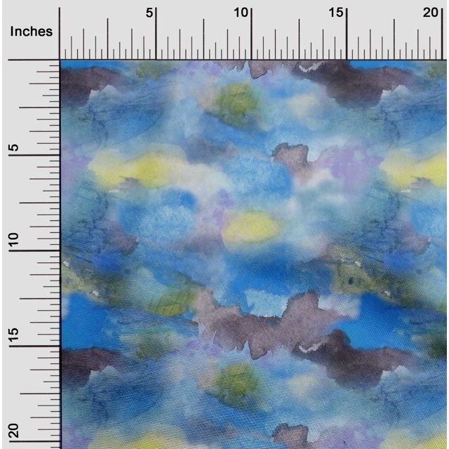 oneOone Polyester Lycra Medium Blue Fabric Texture Watercolor Sewing Craft Projects Fabric Prints By Yard 56 Inch Wide