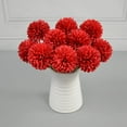 thumbnail image 5 of Eternal Blossom 10 PCS Artificial Flowers Chrysanthemum Ball Bouquet, Silk Floral Fake Long Stem Hydrangea Bouquet Suitable f or Home Garden Party Office Coffee House Decoration Wedding (Red), 5 of 7