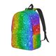 thumbnail image 1 of Disketp Glitter Rainbow print Canvas Backpack Lightweight Travel Daypack Student Rucksack Laptop Backpack-, 1 of 5