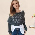 thumbnail image 4 of Soumake Knitted Cable Wrap with Sleeves Solid Color Hollow Twist Crochet Pattern Women Shawl Scarf Bohemian Style Sweater Scarf, 4 of 5