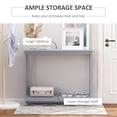 thumbnail image 5 of Grey Wooden Entryway Tabletop Furniture with Display Shelf Stand and X Bar, 5 of 11