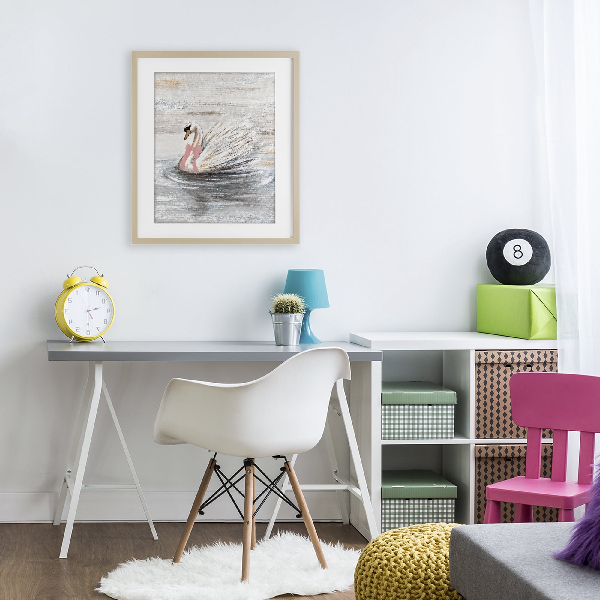 Stupell Industries Swan With Pink Bow & Ripples Birch Framed Print Under Glass, design by Patricia Pinto