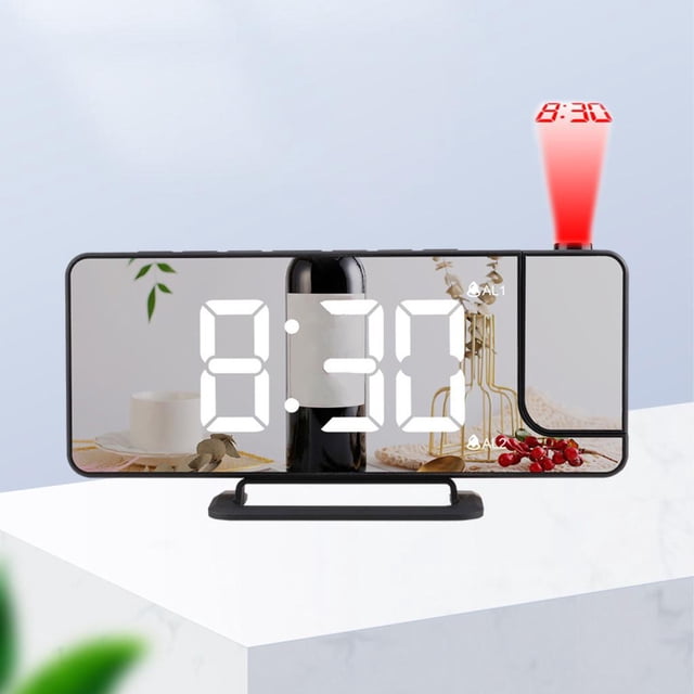 Reloj digital LED con proyección Extra fuerte Ajuste automático Brillo Reloj de dual para sa de estar Escritorio Hogar Dormitorio Decoración Macarena Reloj digital