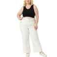 thumbnail image 2 of Agnes Orinda Women's Plus Size Denim Pants Wide Leg High Waist Washed Palazzo Trouser Casual Fashion Jeans with Pockets 2X White, 2 of 5