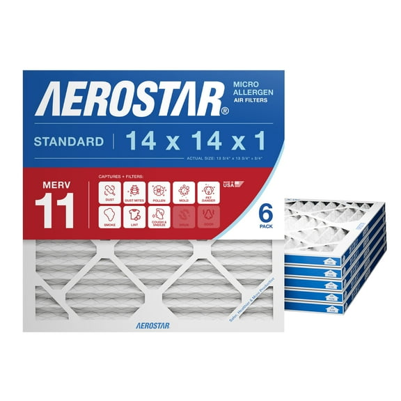 14x14x1 AC and Furnace Air Filter by Aerostar - MERV 11, Box of 6