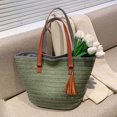 thumbnail image 2 of Bolsos Playa Verano Bolso Hombro Informal Con Borlas para Mujer para Viajes (verde), 2 of 8