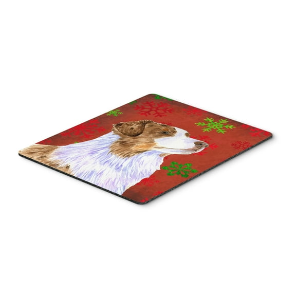 Carolines Treasures LH9318MP "Australian Shepherd Red Green Snowflakes Christmas Mouse Pad Hot Pad or Trivet" Large