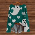 thumbnail image 2 of JUjie Pumpkin Sweatshirt for Women Round Neck Novelty Halloween Pullover Casual Fall Daily Halloween Tops Z27 Green M, 2 of 4