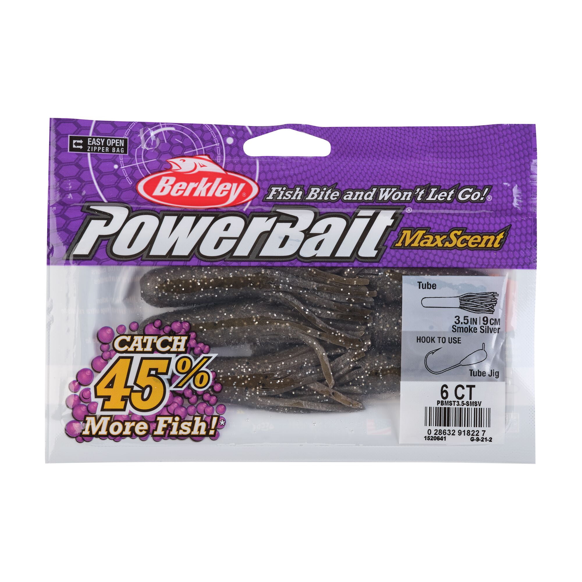 Berkley PowerBait® MaxScent Tube Fishing Soft Bait 3 1/2in | 9cm Smoke Silver