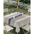 thumbnail image 3 of Square Outdoor Tablecloth with Umbrella Hole Midnight Blue Striped Outside Table Cloth Waterproof Patio Table Cover Beige Geometric Modern Art Zipper Tablecloths for Picnic Party Camping 60x60 Inch, 3 of 8