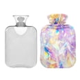 thumbnail image 2 of 2L Hot Water Bottle with Soft Velvet Cover PVC Hot Water Bag for Pain Relief Long-Lasting Warmth Abstract Rainbow Colors, 2 of 8