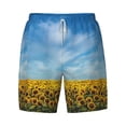 thumbnail image 4 of Lsque Mens Swim Trunks Blooming Sunflower Field Pattern - Bathing Suit Compression Liner - Beach Swim Shorts Swimwear - (S-3XL) - Stretch Quick Dry -Large, 4 of 9
