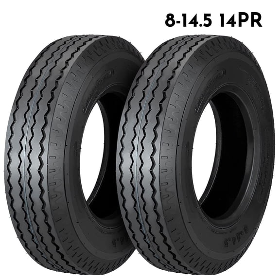 Pinypikaka Heavy Duty Highway Trailer Tires 8-14.5 14 Ply Load Range G Speed Rating K Premium Trailer Tires, Set of 2 Black