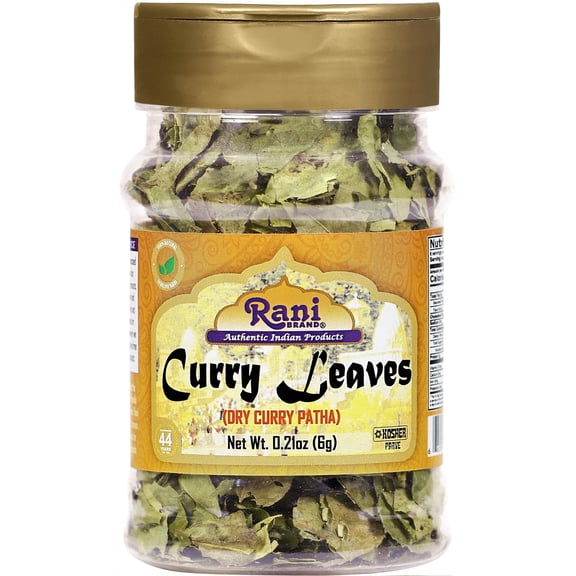 Rani Dried Curry Whole Leaves (Kari Neem Patha) Indian Spice 0.21oz (6g) PET Jar ~ Non-irradiated | All Natural | Vegan | Gluten Friendly | NON-GMO | Kosher